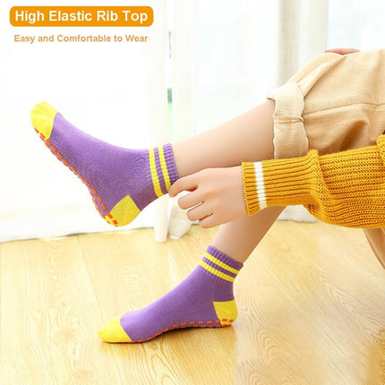 Anti Skid Socks Toddler Girls Boys Non Slip Trampoline Socks for Kids Bulk 6 Pairs - Chalk School of Movement