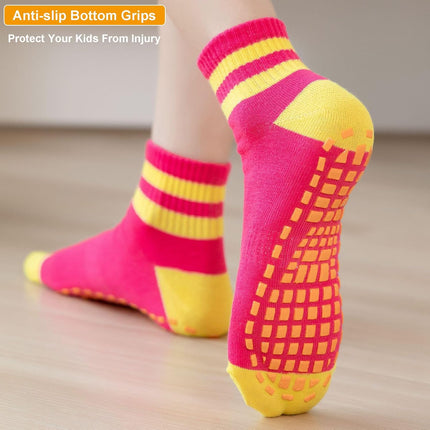 Anti Skid Socks Toddler Girls Boys Non Slip Trampoline Socks for Kids Bulk 6 Pairs - Chalk School of Movement