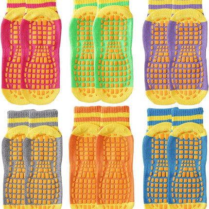 Anti Skid Socks Toddler Girls Boys Non Slip Trampoline Socks for Kids Bulk 6 Pairs - Chalk School of Movement