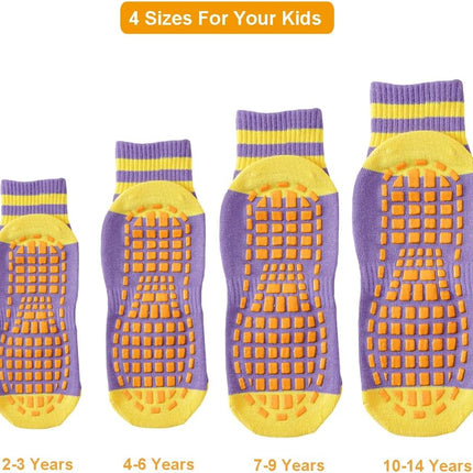 Anti Skid Socks Toddler Girls Boys Non Slip Trampoline Socks for Kids Bulk 6 Pairs - Chalk School of Movement
