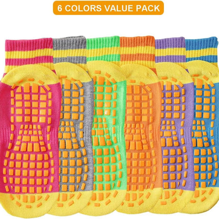 Anti Skid Socks Toddler Girls Boys Non Slip Trampoline Socks for Kids Bulk 6 Pairs - Chalk School of Movement