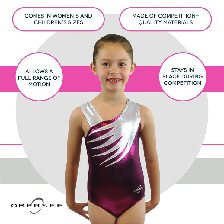 O3GL036 Obersee Girls Gymnastics Leotard One-Piece Athletic Activewear - Chalk School of Movement